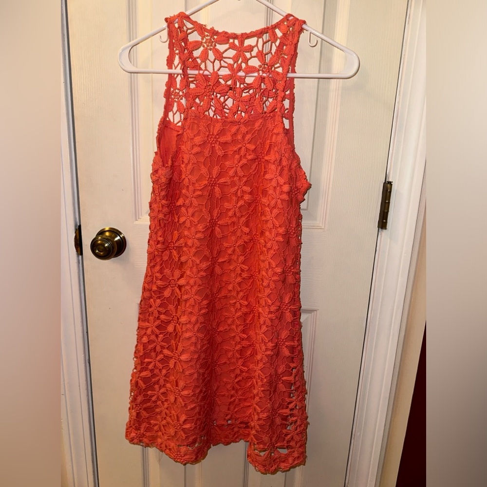Coral colored floral medium hollister dress